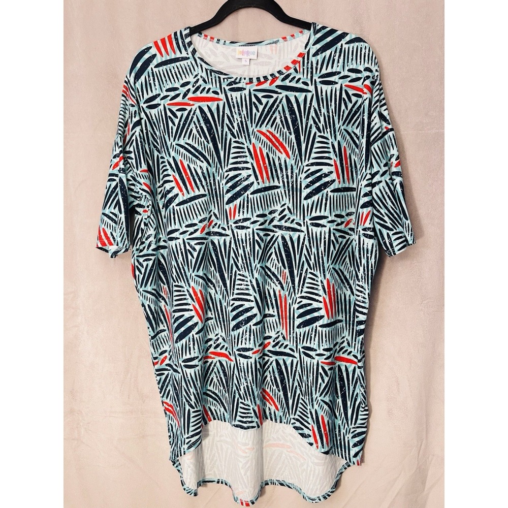 LuLaRoe Oversized High‎ Low Shirt  Turquoise/ Multicolor Women's Size S